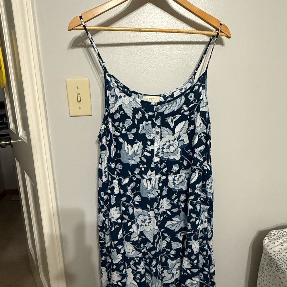 LOFT Blue and White Floral Dress